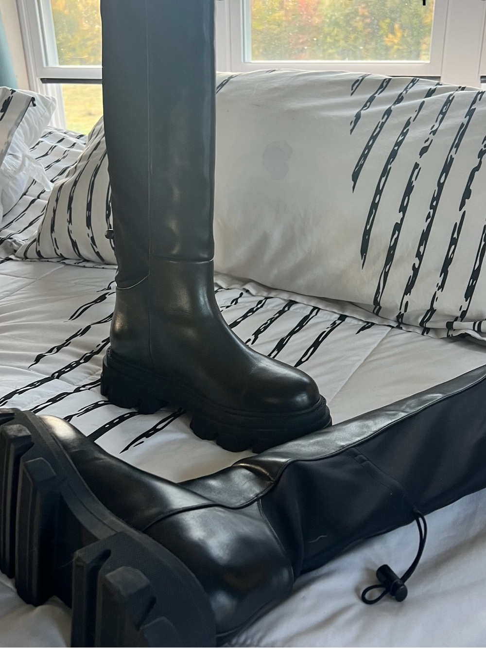 Gia Borghini Black Knee-High Chunky Sole Boots